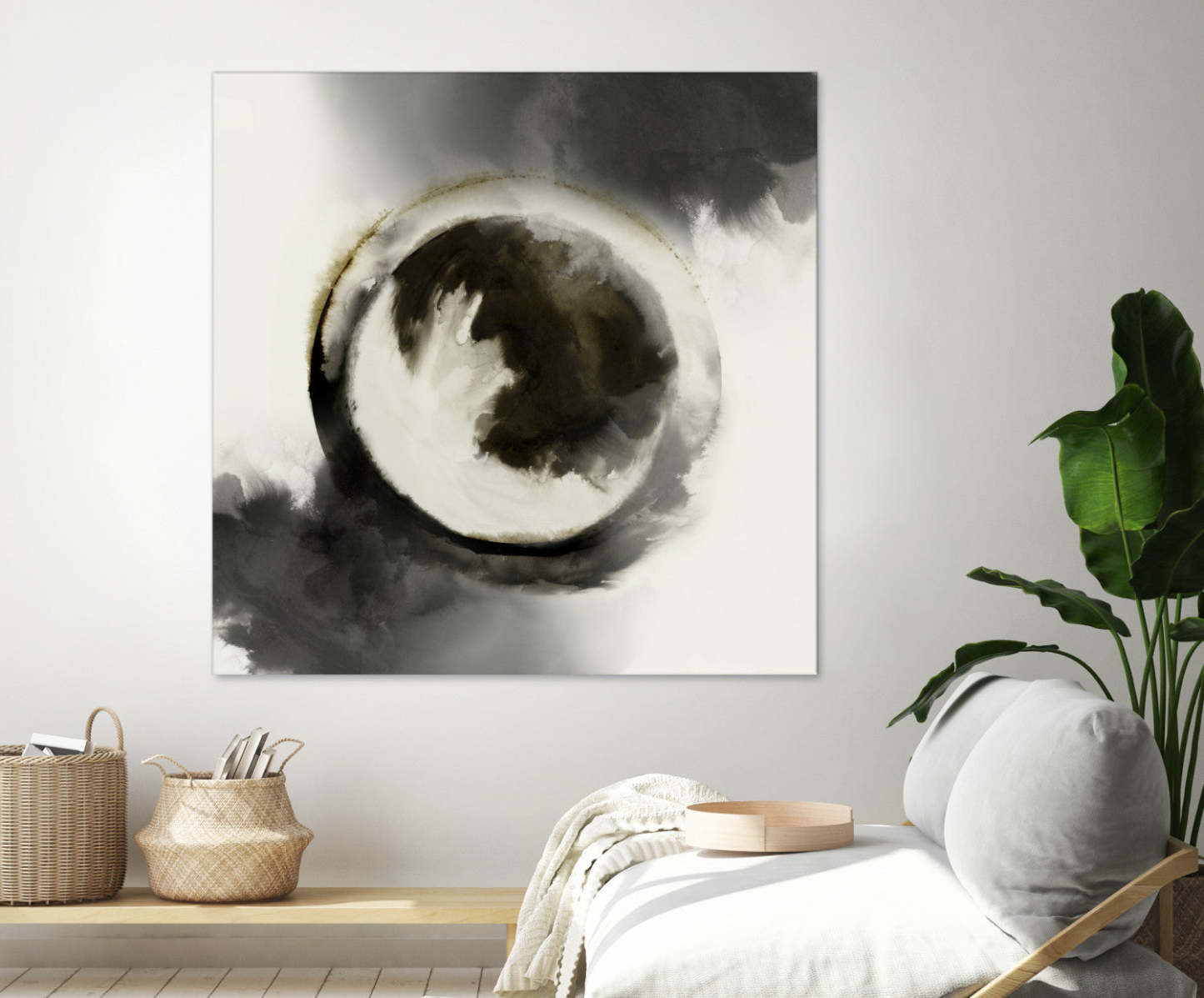 Œuvre d'art murale géante « Smokey Circumference » 72 x 72