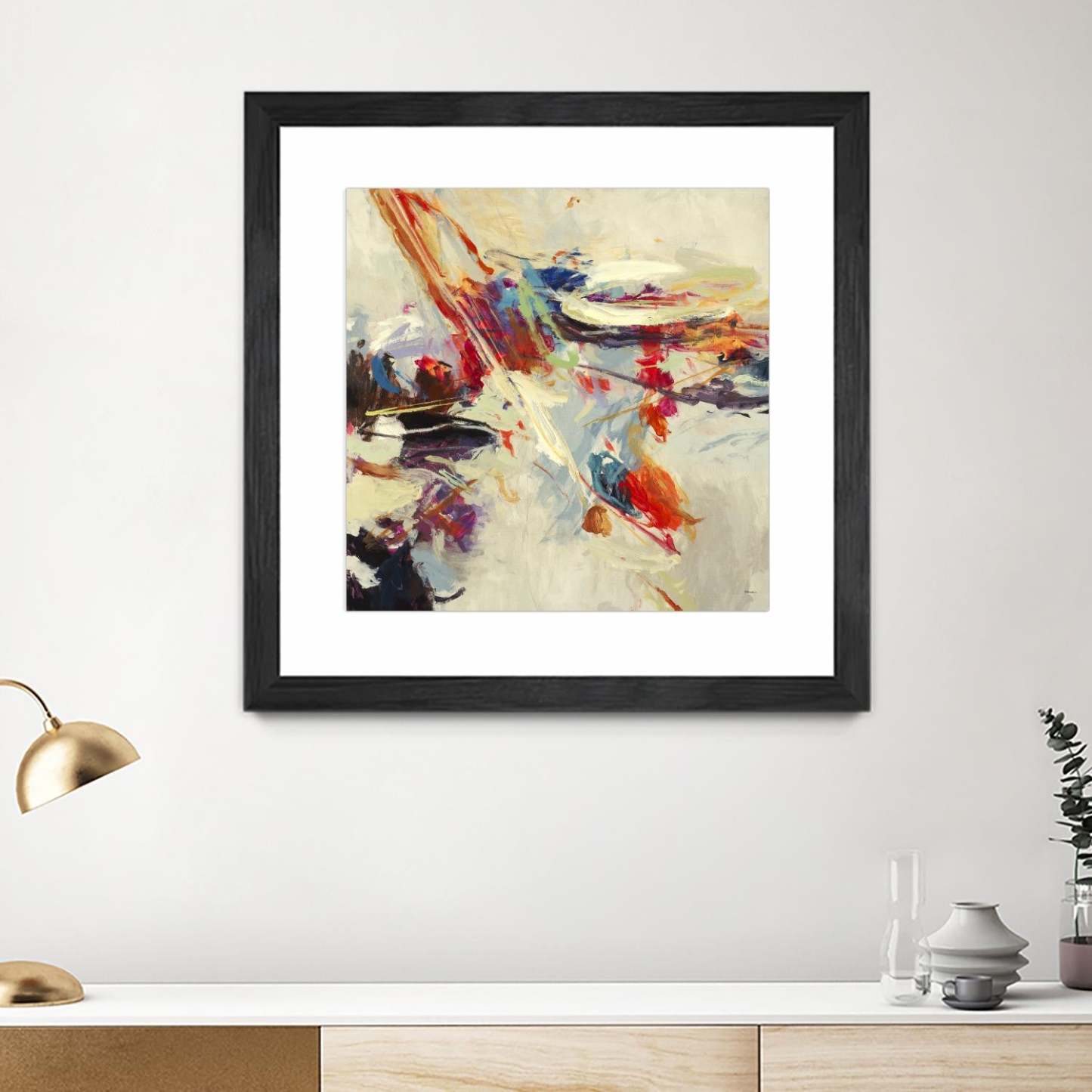 Positive Energy I Matted and Framed Black 36x36 Wall Art|Œuvre d’art murale encadrée noire et mate « Positive Energy I » 36 x 36