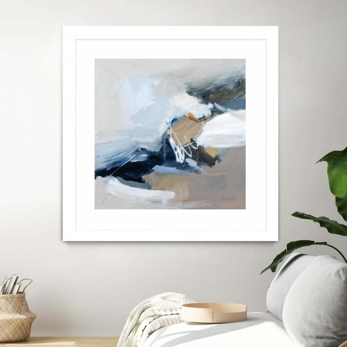 Surfacing Matted and Framed White 30x30 Wall Art|Œuvre d'art murale encadrée blanche et mate « Surfacing » 30 x 30