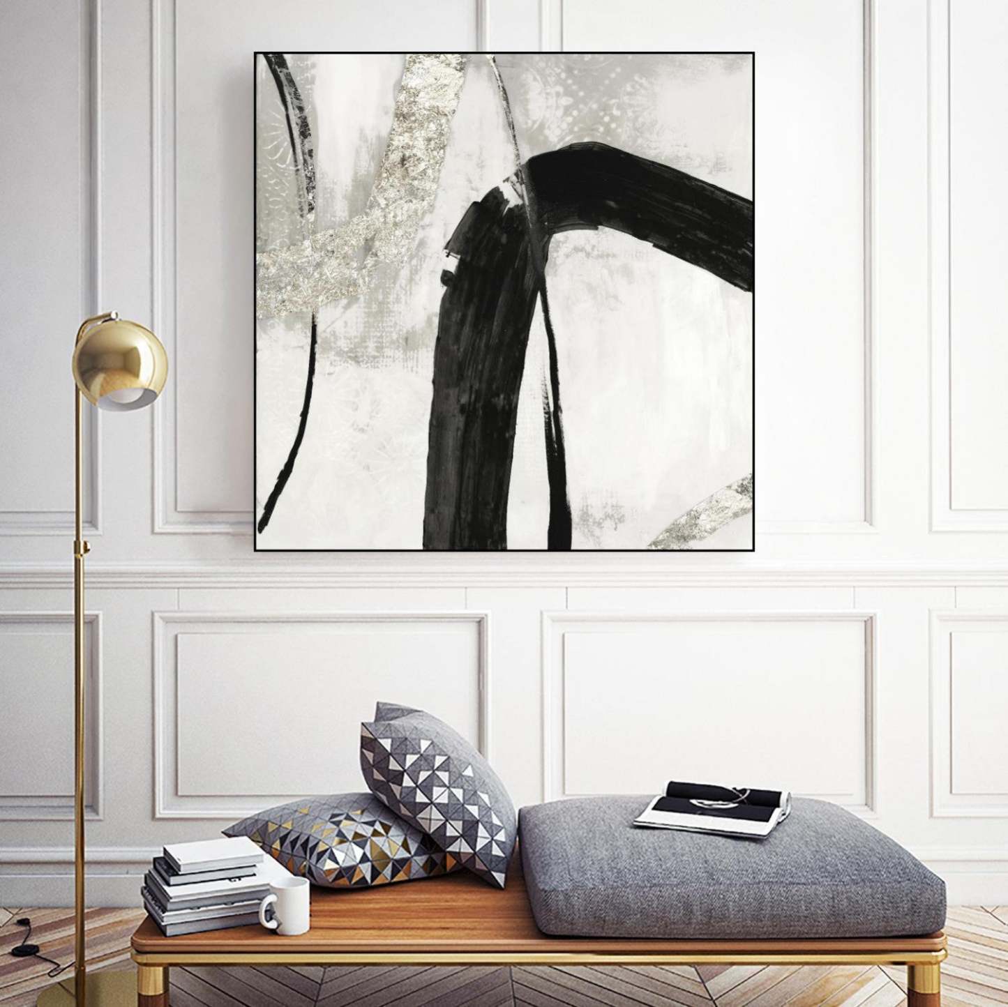 Black Ink Ii Canvas Framed Black 20x20 Wall Art|Œuvre d'art murale sur toile encadrée noire « Black Ink Ii » 20 x 20