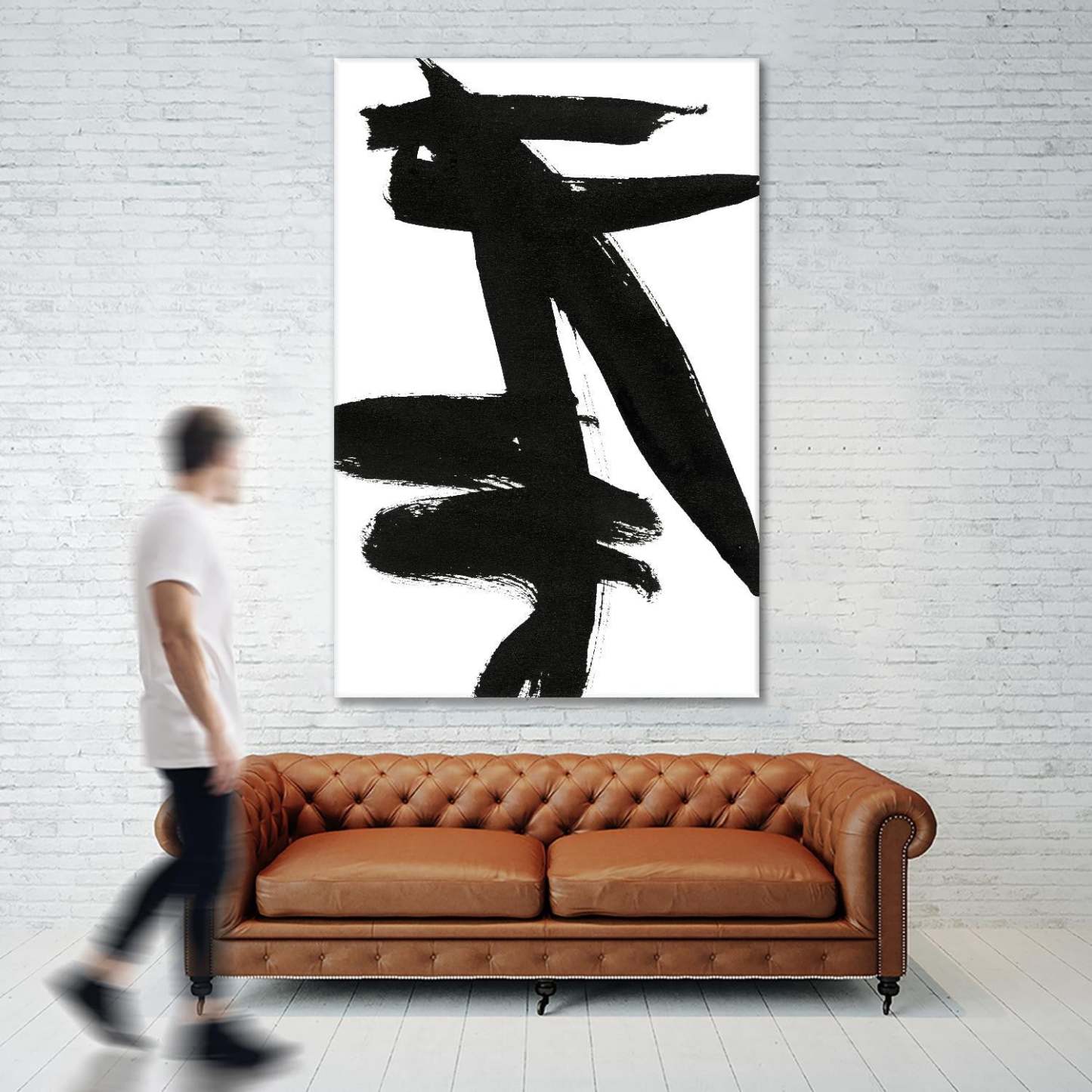 Œuvre d'art murale « Composition en noir et blanc 9 » 72 x 48 cm