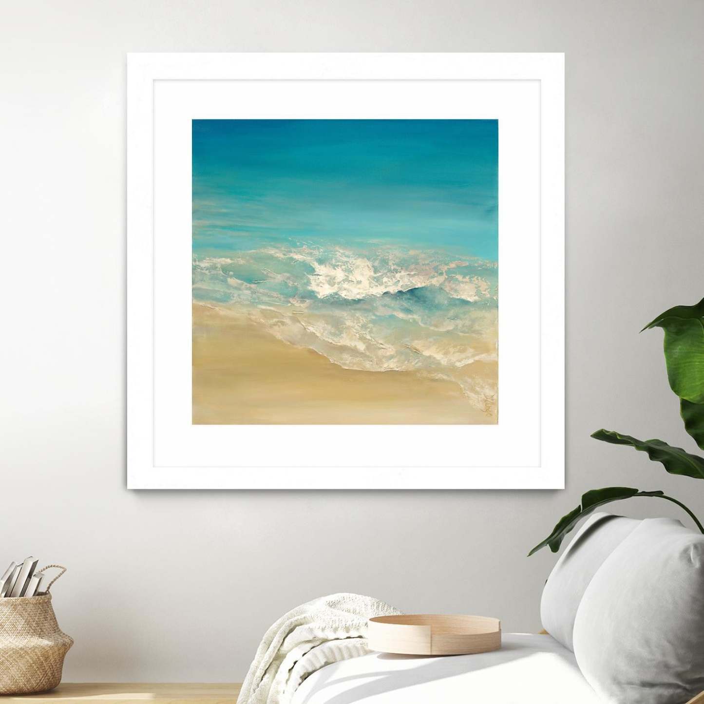 Coastal Viewpoint Ii Matted and Framed White 36x36 Wall Art|Œuvre d'art murale imprimée blanche et mate « Coastal Viewpoint Ii » 36 x 36