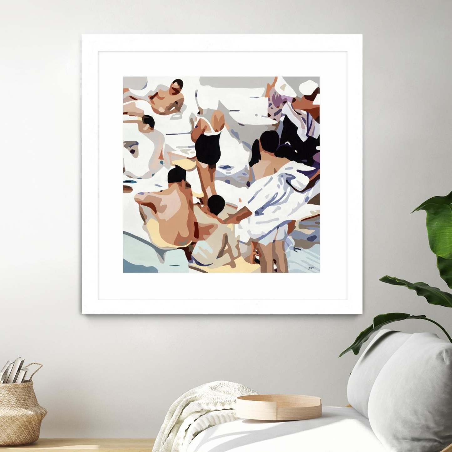 Tammy & Greg's Pool Party Œuvre d'art murale encadrée blanche et mate « Tammy & Greg's Pool Party » 30 x 30