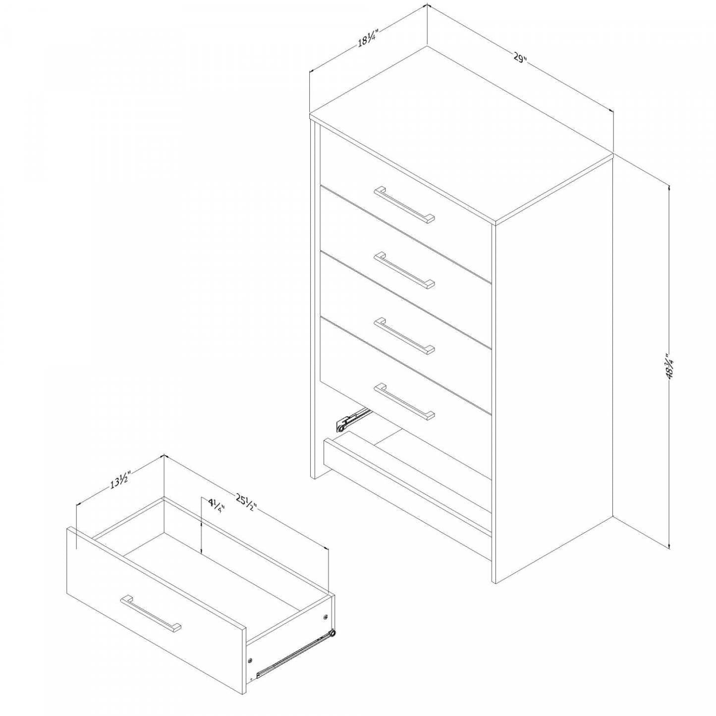 Commode Londen à 5 tiroirs - Chêne d'hiver | Commode verticale Londen à 5 tiroirs - chêne hivernal