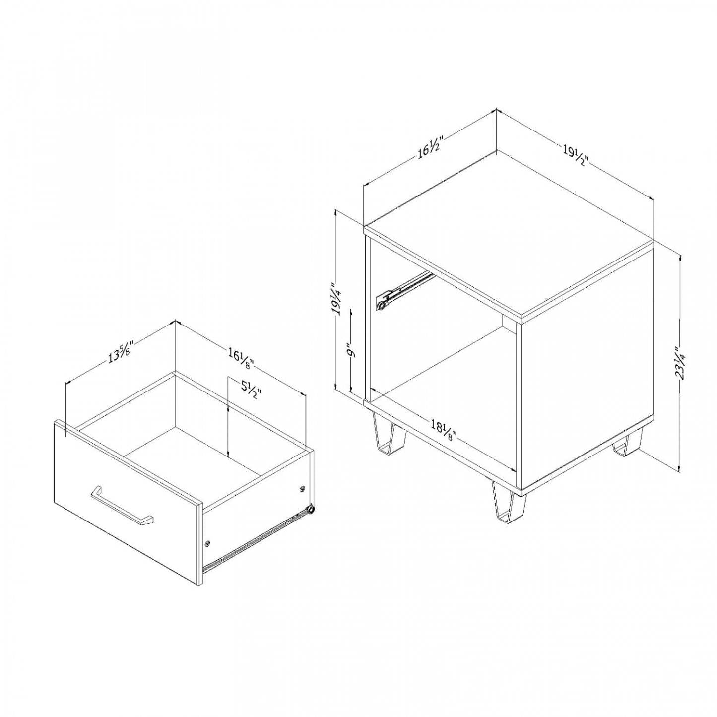 Table de nuit Arlen à 1 tiroir - chêne vieilli