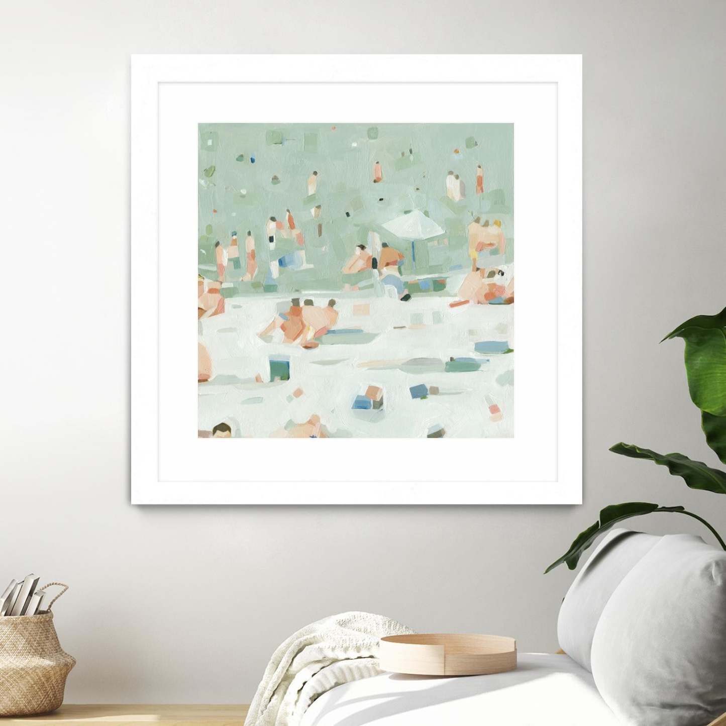 Summer Confetti I Matted and Framed White 36x36 Wall Art|Œuvre d'art murale encadrée blanche et mate « Summer Confetti I » 36 x 36
