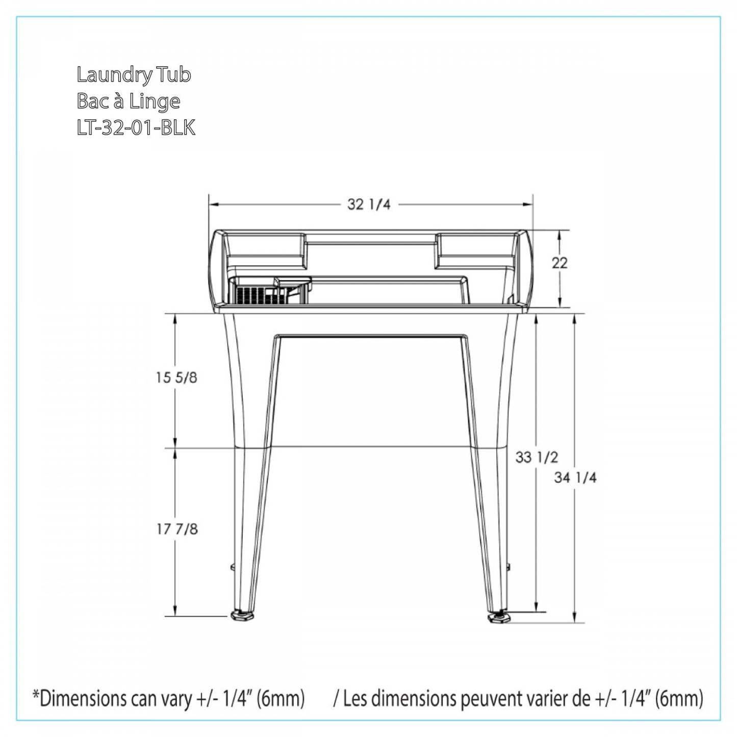 Tewel Laundry Tub Accent Cabinet - Black|Armoire d'appoint Tewel avec cuve pour la buanderie - noire
