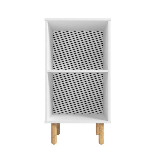 Manhattan Comfort Essex Nightstand with 2 Shelves - Blanc & Zebra|Table de nuit Essex de Manhattan Comfort avec 2 tablettes - blanche et motif zébré