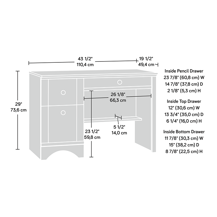 Harbor View 43.47 Computer Office Desk - Salt Oak|Bureau d'ordinateur Harbour View de 43,47 po - chêne salé