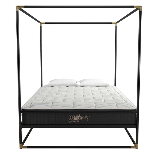 Cosmoliving By Cosmopolitan Celeste Canopy Metal Queen Bed - Black/Gold|Grand lit à baldaquin Celeste de Cosmoliving By Cosmopolitan en métal - noir et doré