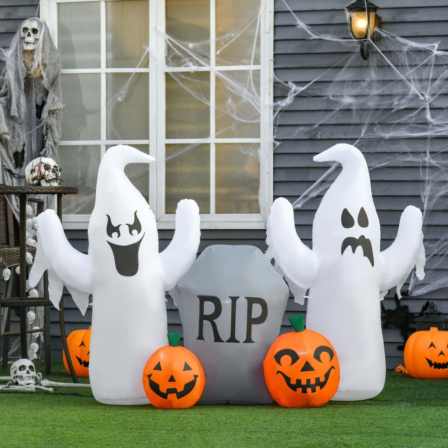 Homcom 4ft White Ghost Gonflable Halloween Décoration|Homcom Fantôme Gonflable Blanc de Halloween