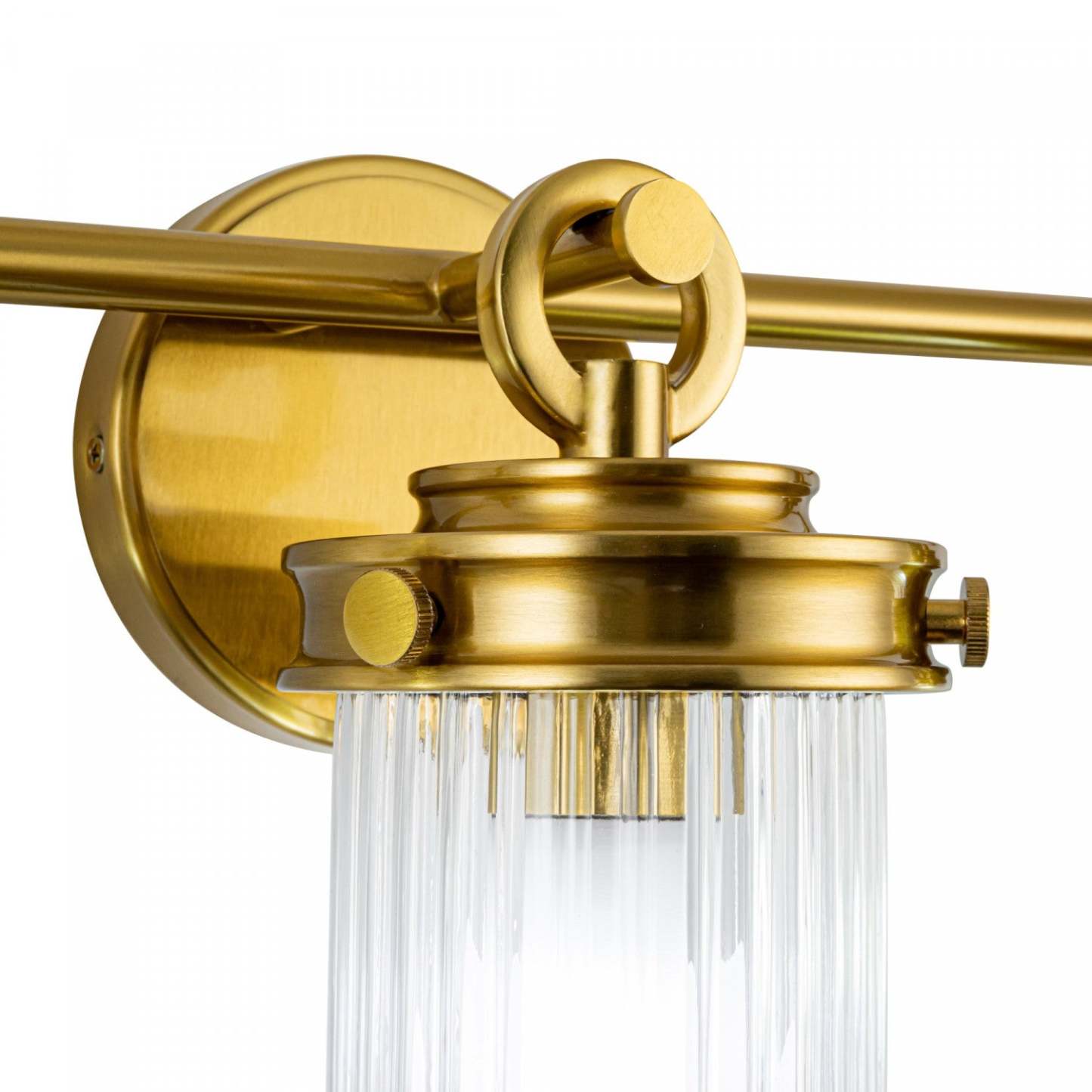 Salle de bains Myla à 3 lumières, laiton vintage avec lampe en verre nervuré | Luminaire De Salle De Bain A 3 lampes Myla, Laiton Retro Et Verre Nervure