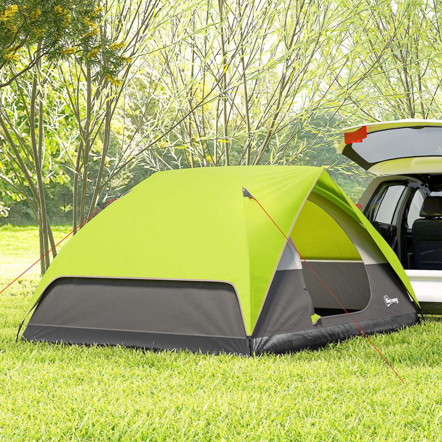 Outsunny Tente de camping pop-up 3-4 personnes, tente dôme imperméable