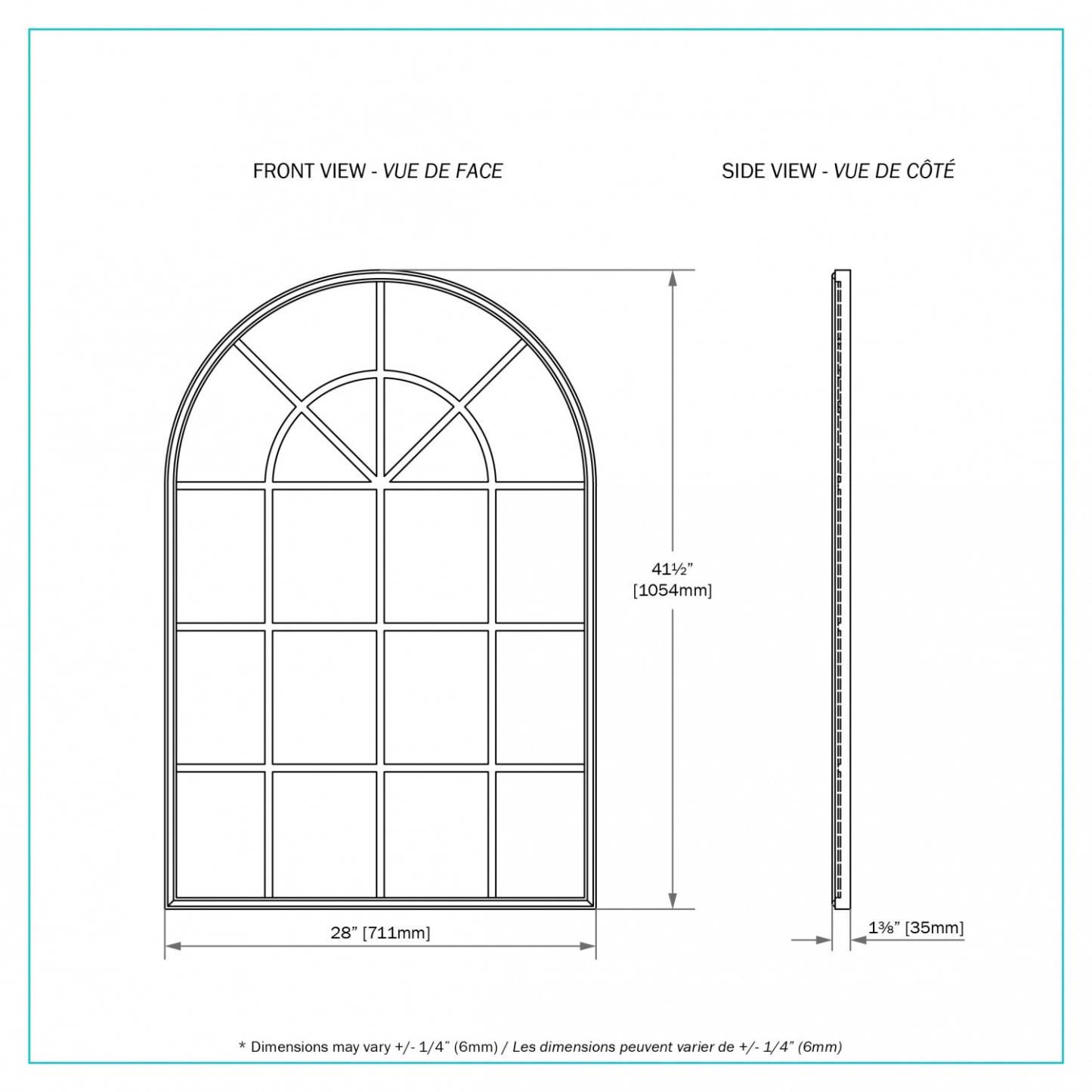 Mella Black 41.5 Miroir|Miroir Mella de 41,5 po noir