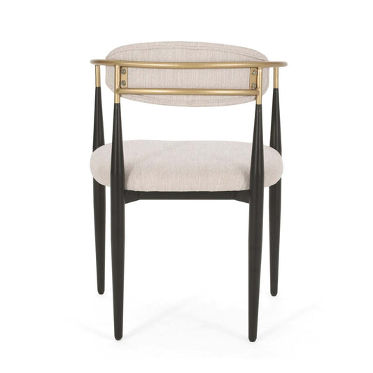 Ensemble de 2 chaises de salle à manger Mila avec tissu rembourré et structure en métal - Beige et noir | Ensemble De 2 Chaises De Salle À Manger Mila Avec Revêtement En Tissu Et Structure En Métal - Beige Et Noir
