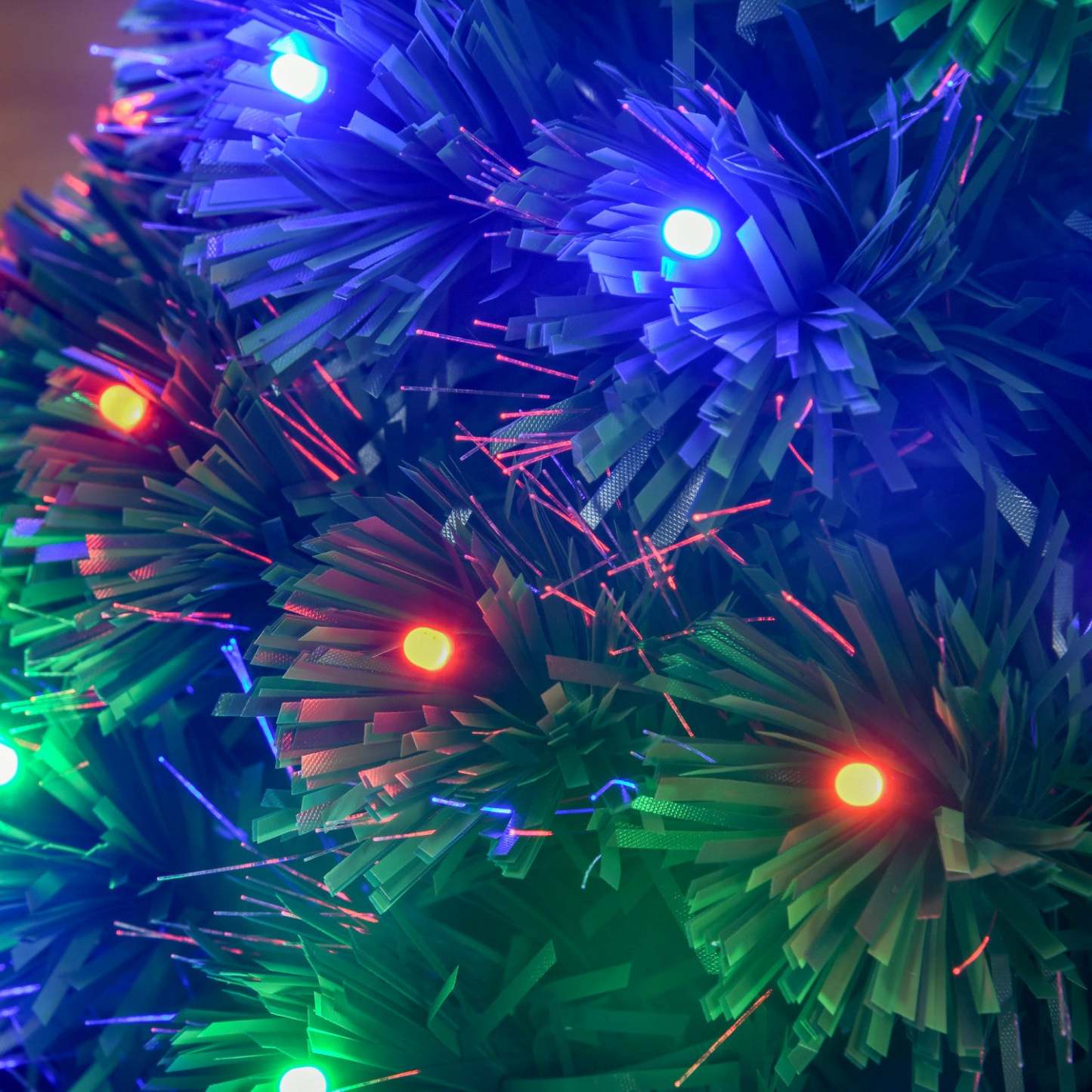 Homcom Sapin De Noël Artificiel A Fibre Optique Pré-éclaire De 0.9 M Avec 90 Lumières Led Et Pointes De Branches|Homcom 3ft Sapin De Noël Artificiel En Fibre Optique Pré-éclairé Avec 90 Lumières LED Et Pointes De Branches