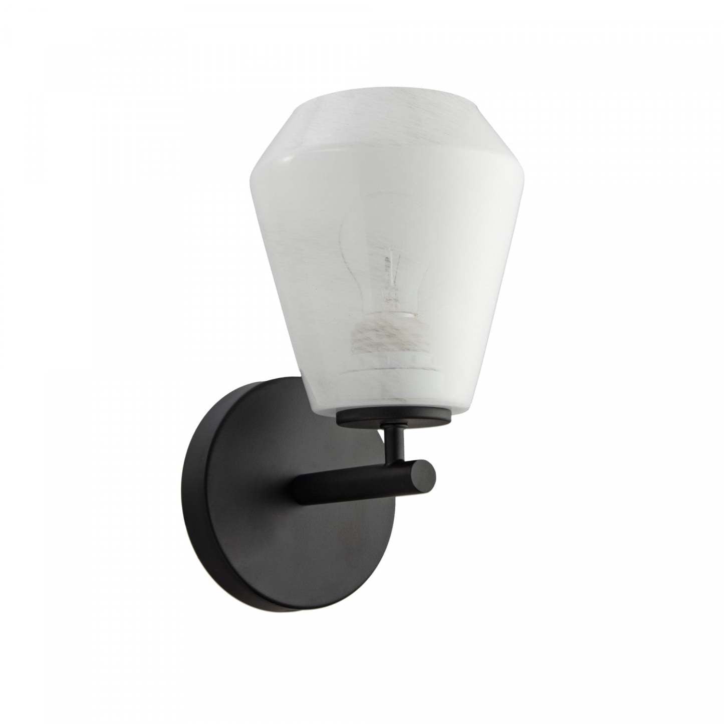 Applique murale à 1 lumière Brooke, noire avec lampe en verrerie blanche vaporeuse | Applique Murale A 1 lampe Brooke, Noir Avec Verre Blanc Vaporeux