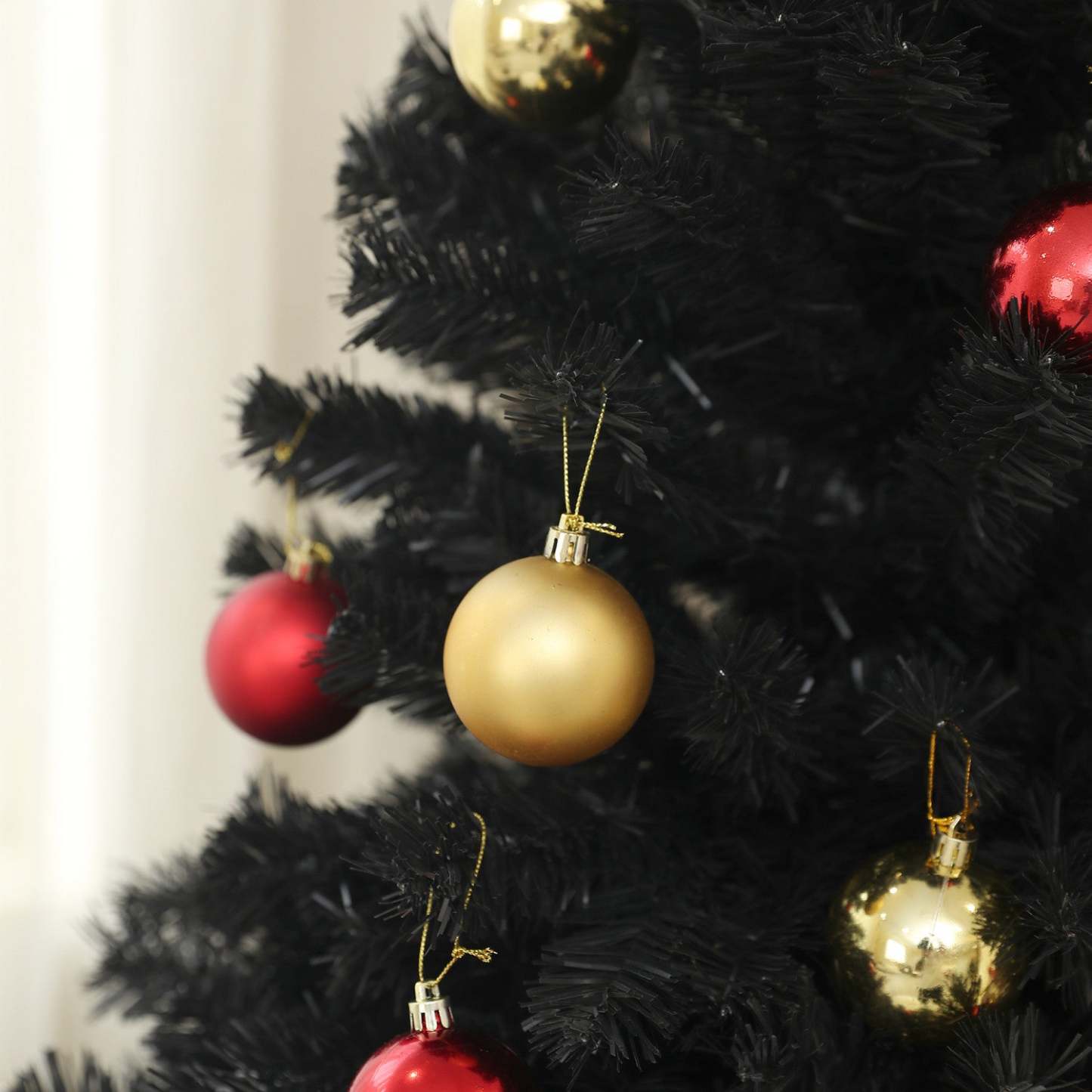 Homcom Sapin De Noel Artificiel De 5 Pieds Avec Ouverture Automatique, Base En Acier, Noir