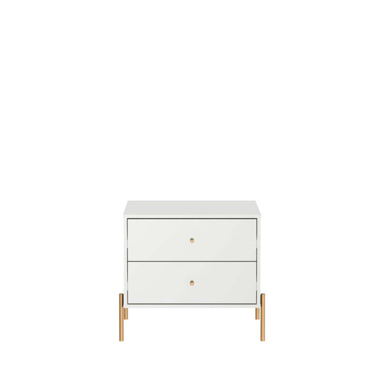 Manhattan Comfort Jasper Nightstand with Steel Gold Legs - White Gloss|Table de nuit Jasper de Manhattan Comfort avec pattes en acier doré - blanc lustré