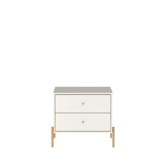 Manhattan Comfort Jasper Nightstand with Steel Gold Legs - Off White Matte|Table de nuit Jasper de Manhattan Comfort avec pattes en acier doré - blanc cassé mat
