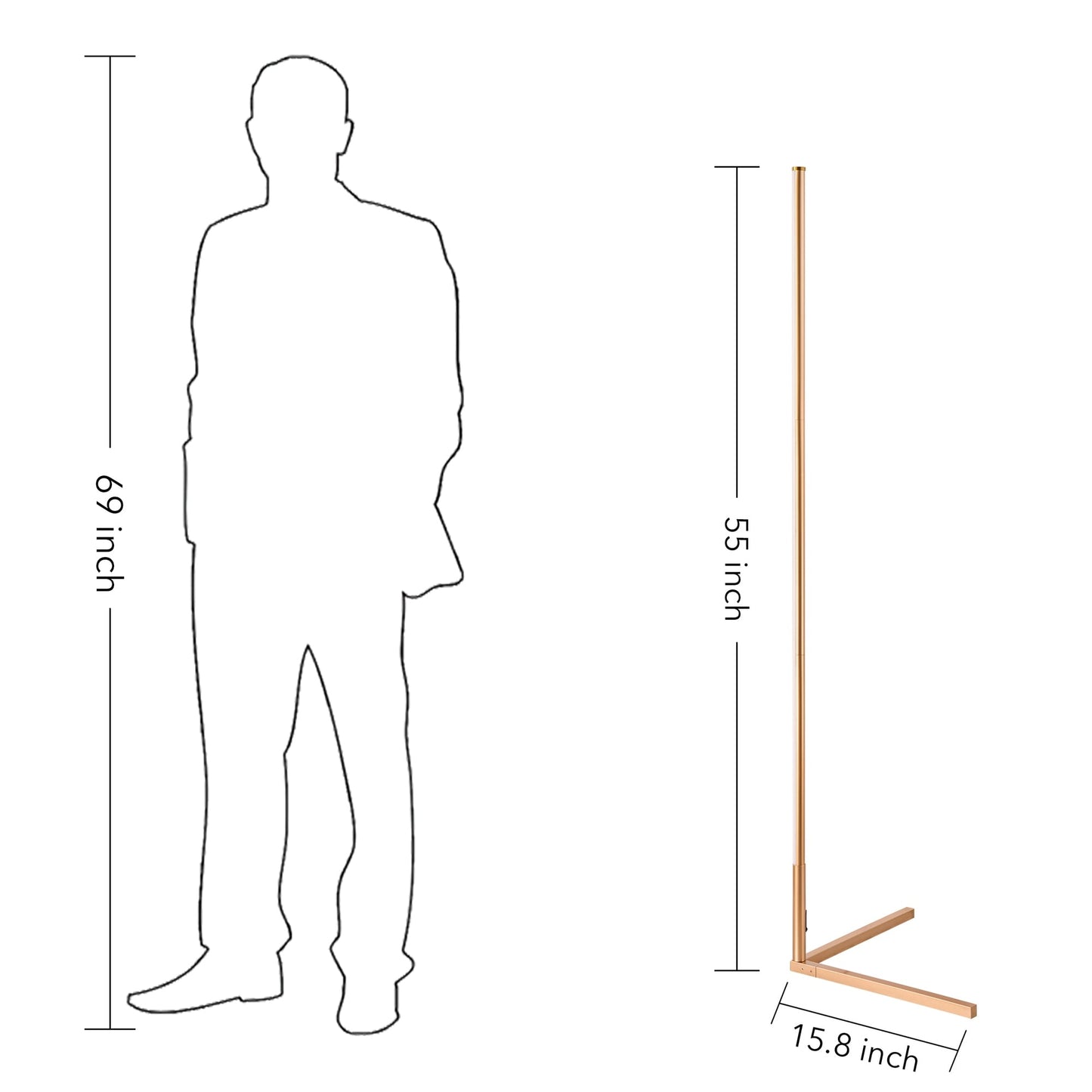 Lampadaire d'angle minimaliste LED en métal RGB 55