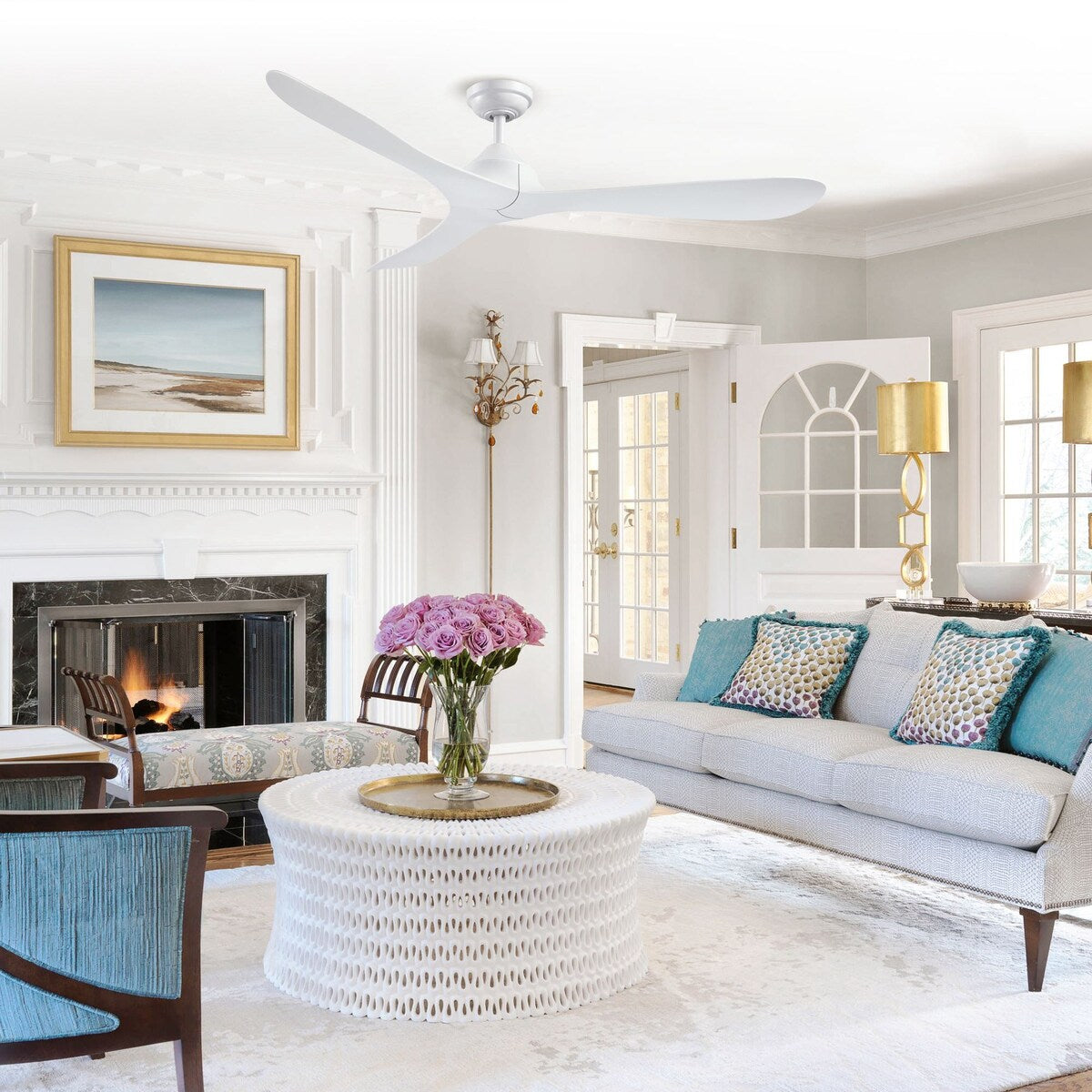 Ventilateur de plafond moderne noir à 3 pales de 56 pouces avec télécommande