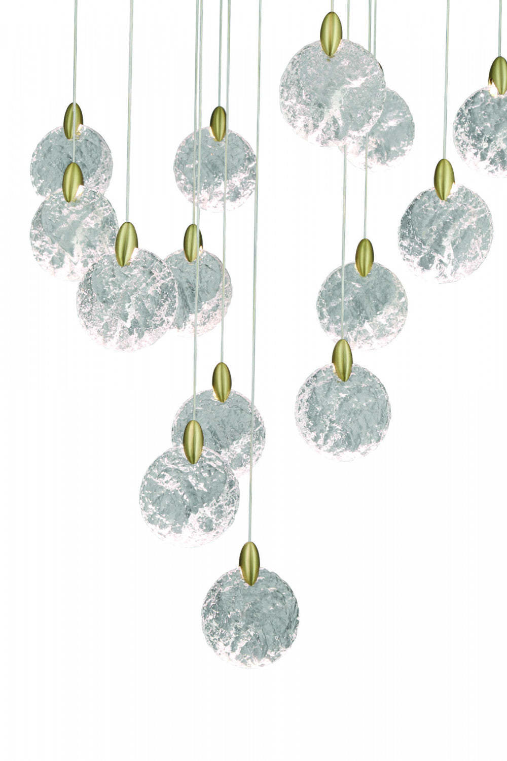 Lustre A 20 lampes A Del Integrees Snowflake, Laiton Satine