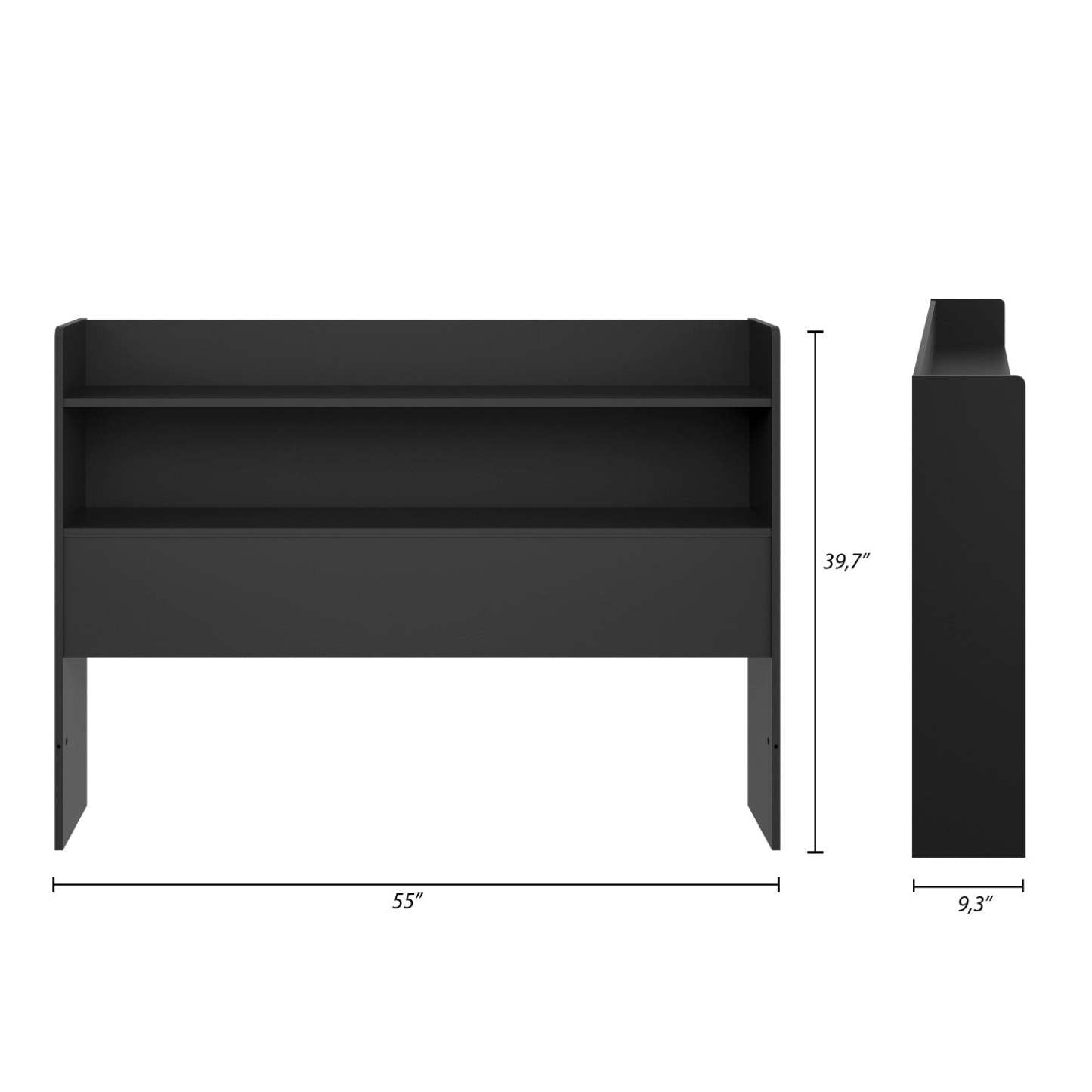 Nordika Hunter Bookcase Full Headboard - Black|Tête de lit bibliothèque Hunter Nordika - noire
