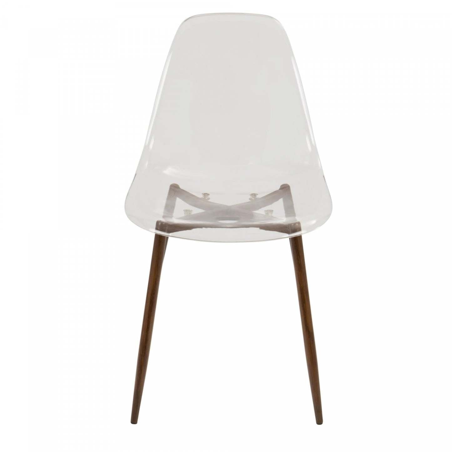 LumiSource Clara Walnut Clear Mid-Century Modern Dining Accent Chair - Set of 2|Chaise d’appoint de salle à manger moderne du milieu du 20e siècle Clara transparente et noyer - ensemble de 2