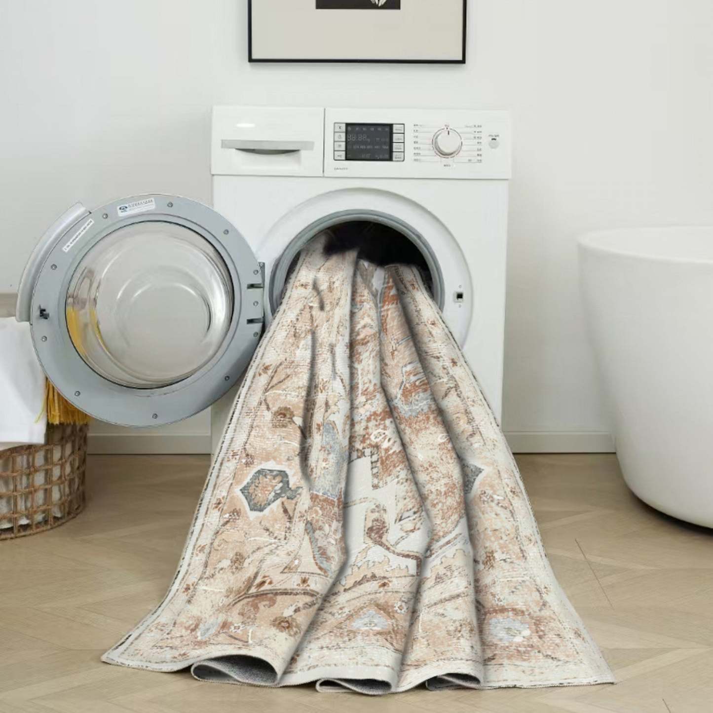 Tapis rustique lavable et antidérapant à poils courts Aqua 8'x10' | Tapis Rustique Lavable Et Antidérapant À Poils Ras 8'x10'