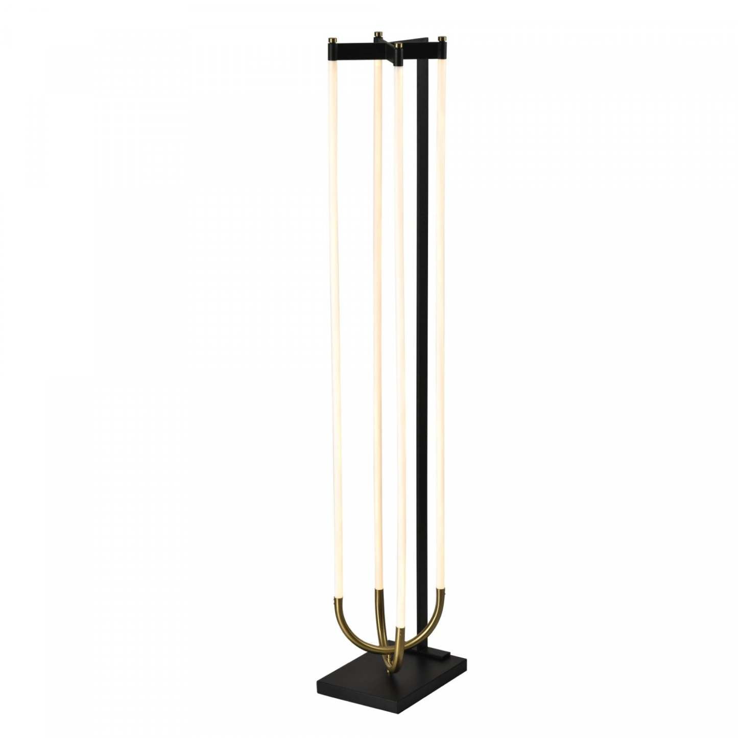 Lampadaire LED Intégré Cascata, Noir Et Laiton Brossé | Lampadaire Sur Pied A Del Integrees Cascata, Noir Et Laiton Brosse