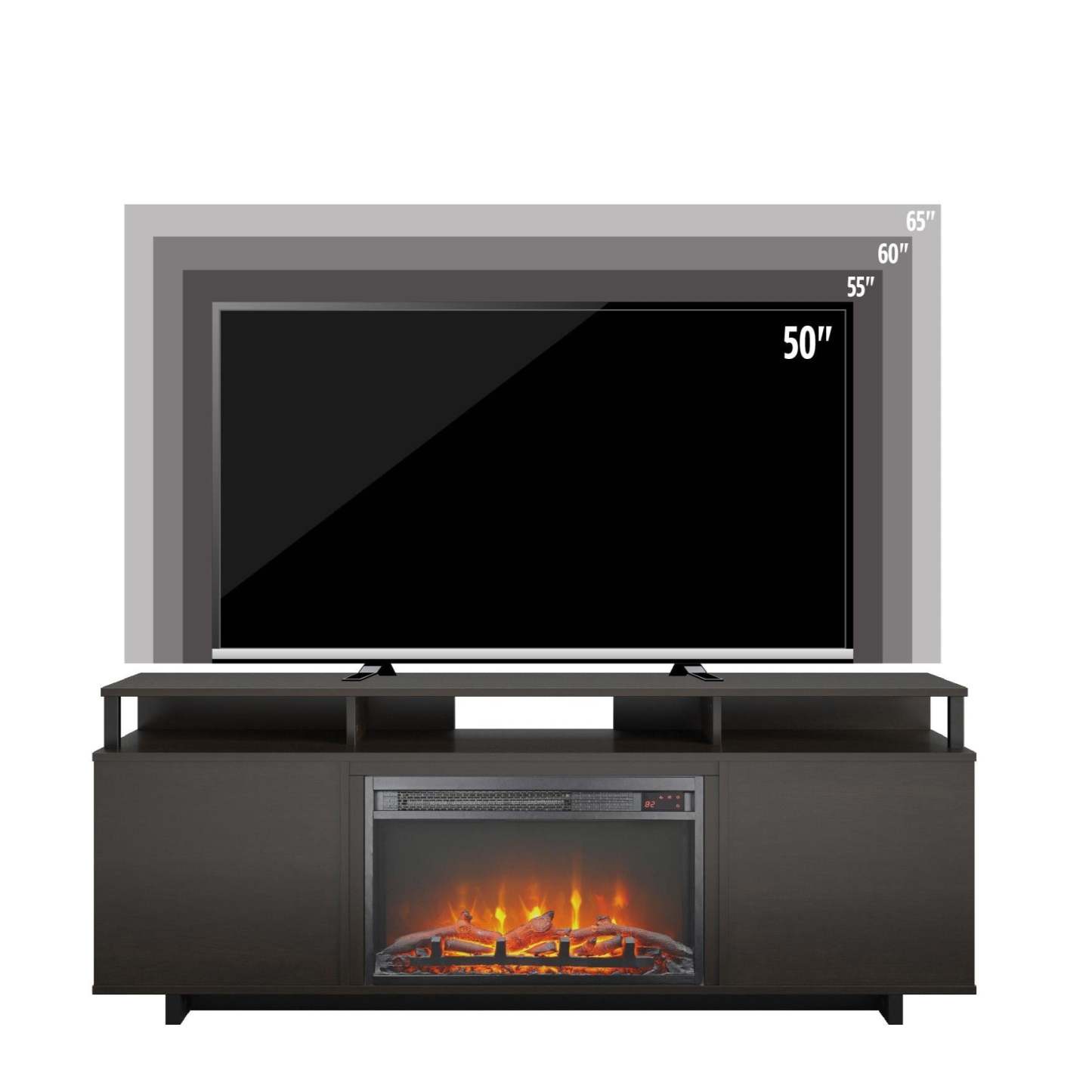 Ameriwood Home Mason Electric Fireplace TV Stand for TVs up to 65 - Espresso|Meuble pour téléviseur Mason d'Ameriwood Home avec foyer électrique pour téléviseurs jusqu'à 65 po - espresso