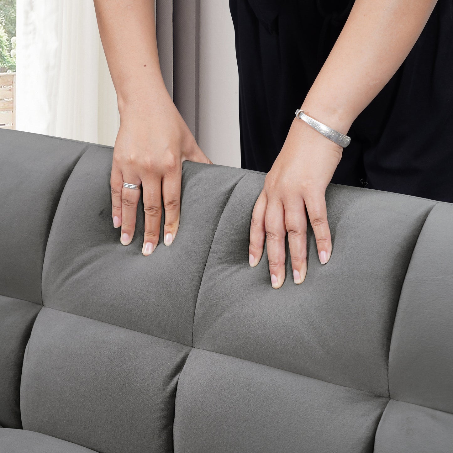 Canapé-lit convertible 3 en 1 en velours à 64,96 $ avec dossier réglable, poche de rangement et capacité de charge de 500 lb