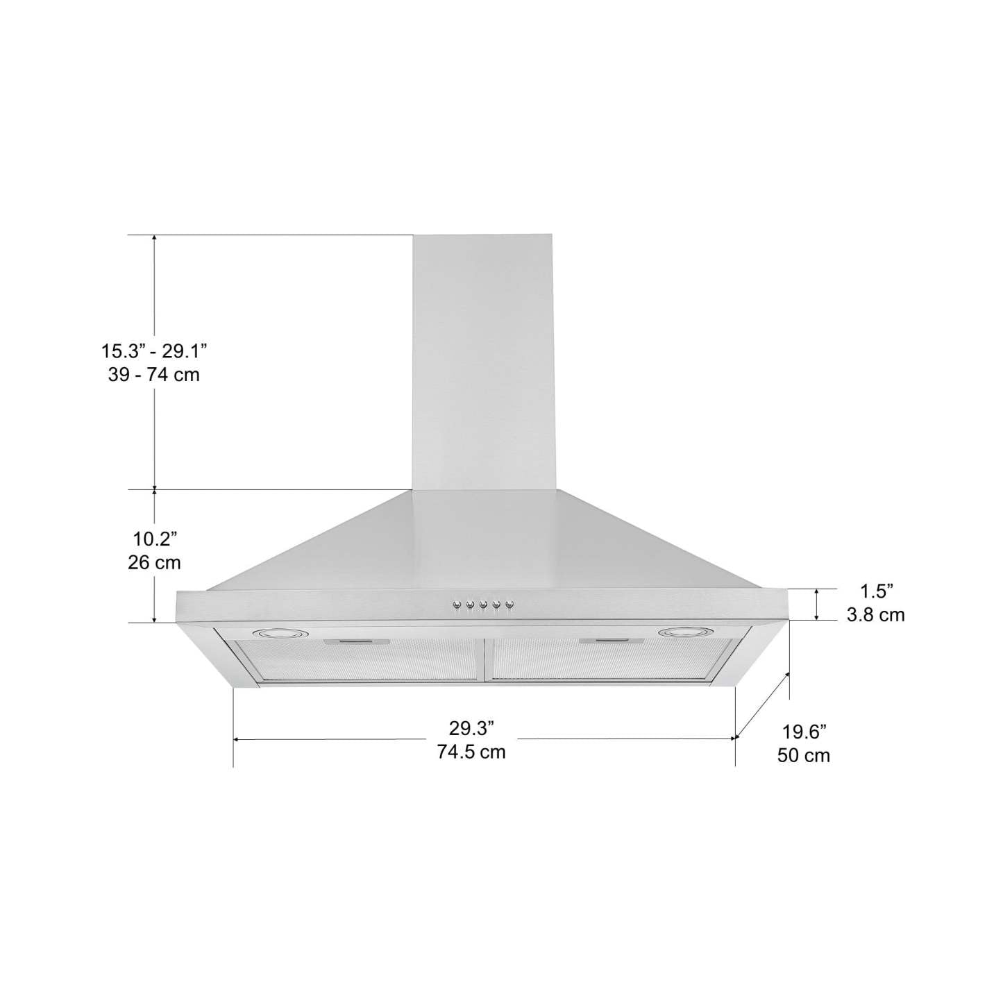 Ancona 30 Convertible Wall-Mounted Pyramid Range Hood - AN-1158 | Hotte de cuisinière murale de style pyramidal convertible Ancona de 30 po - AN-1158 | D77GCURN