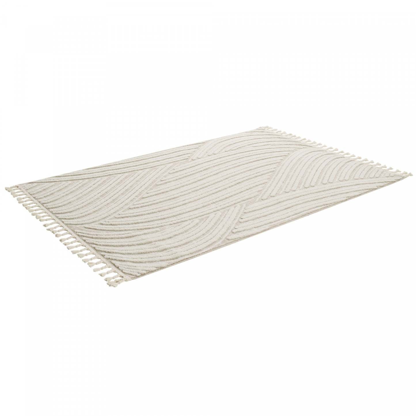 Quinto Brushed Beige Waves Shag Area Rug - 7'7 x 10'|Carpette à poils longs brossé Quinto à motif de vagues - 7 pi 7 po x 10 pi