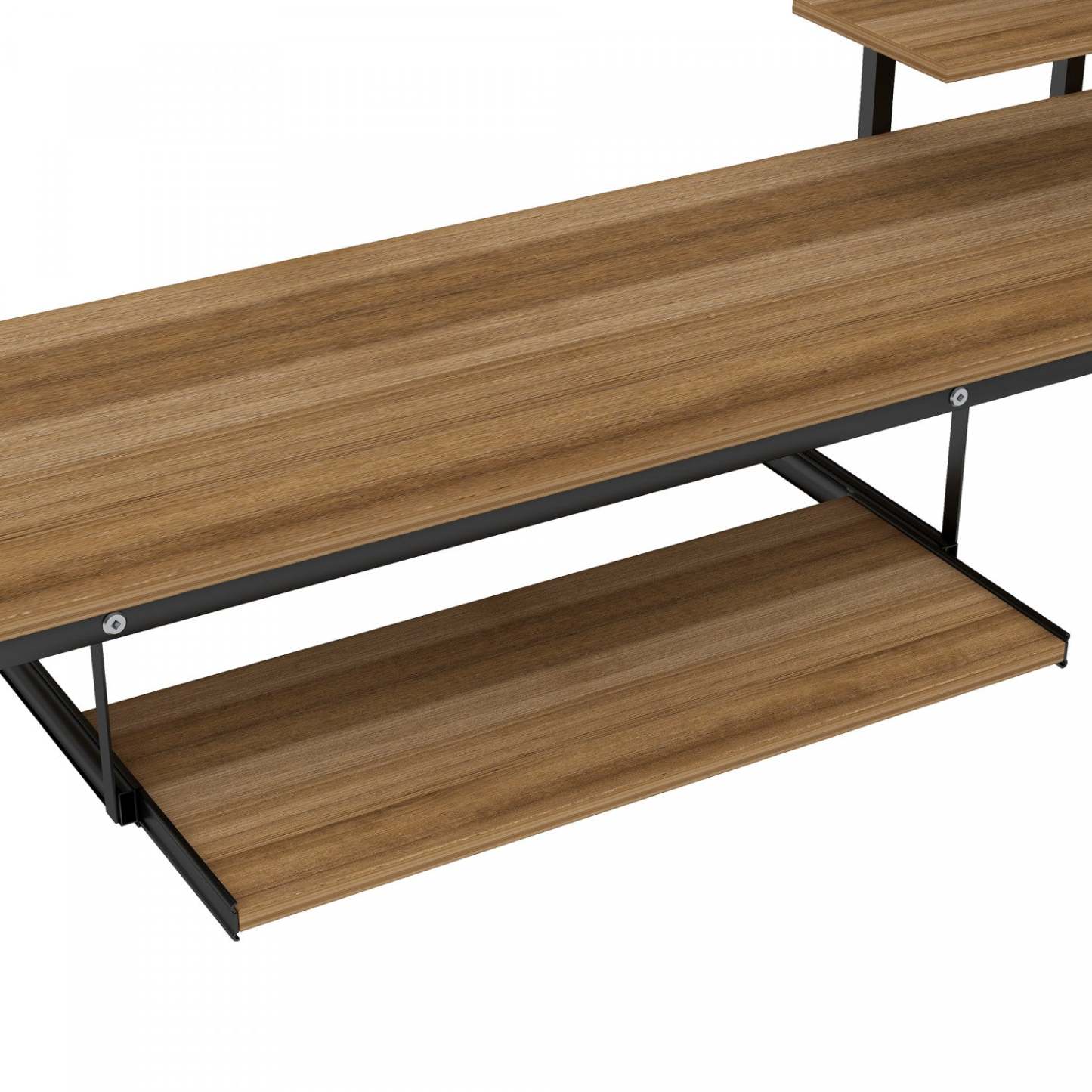 Lit mezzanine simple en métal Andy avec bureau et éclairage LED - Noir | Andy – Lit mezzanine simple en métal avec bureau et éclairage LED, design gain de place – Noir