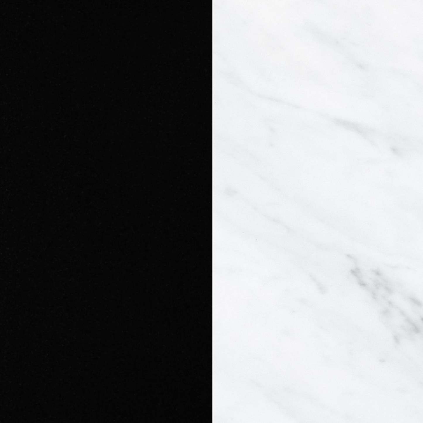 Olio Ilot De Cuisine Avec Rangement Ouvert - Noir Mat Et Faux Marbre Blanc