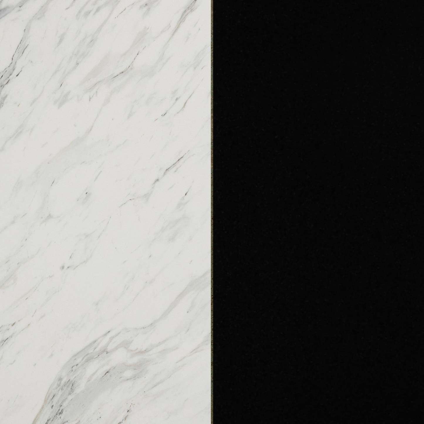 Olio Compact Kitchen Island with Storage - Matte Black & Faux White Marble|Îlot de cuisine compact Olio avec rangement - noir mat et imitation de marbre blanc