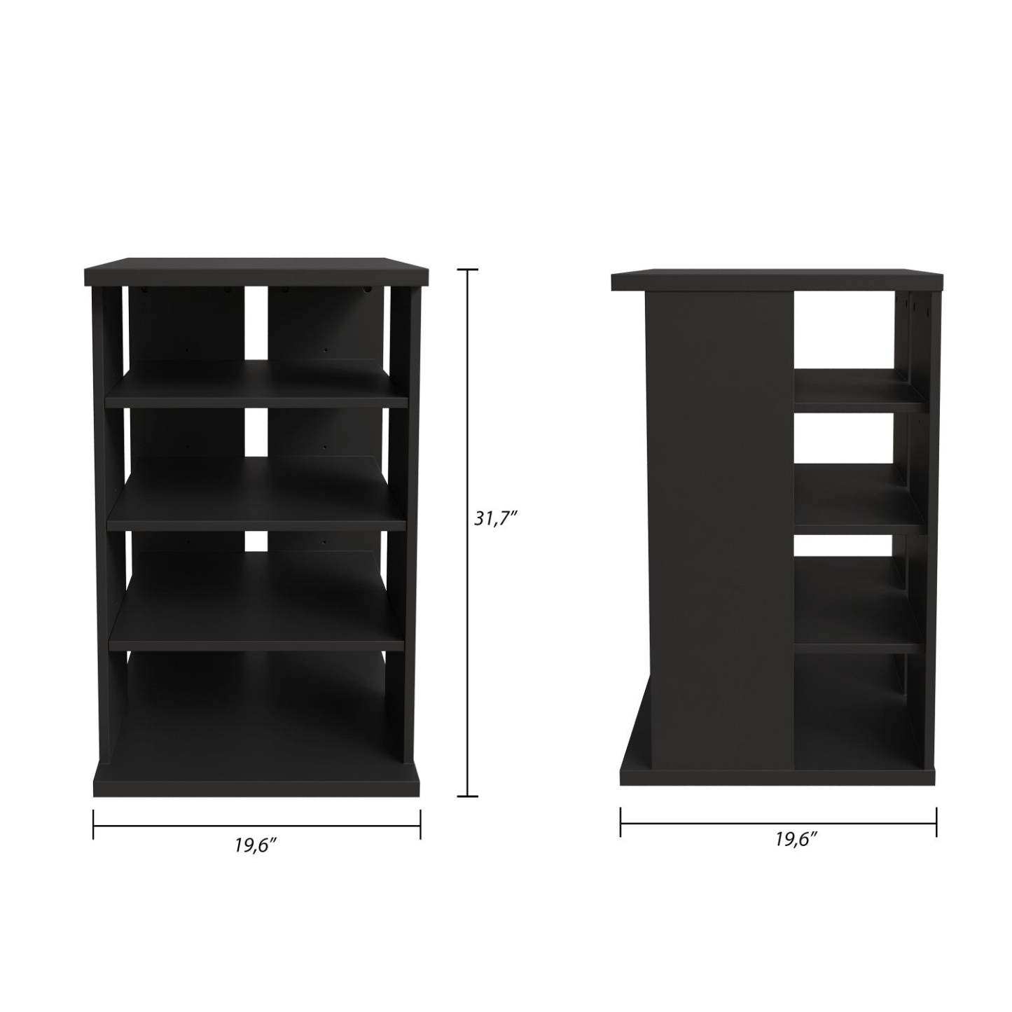 Nordika Jasper 4-Shelf Audio Tower Bookcase - Noir|Bibliothèque tour audio Jasper Nordika à 4 tablettes - noire
