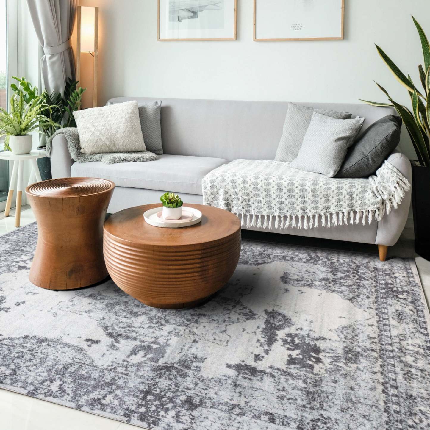 Roma Diamond Grey 5x8 Area Rug|Carpette Roma grise à motifs de diamants 5 x 8|D80GPHSQ