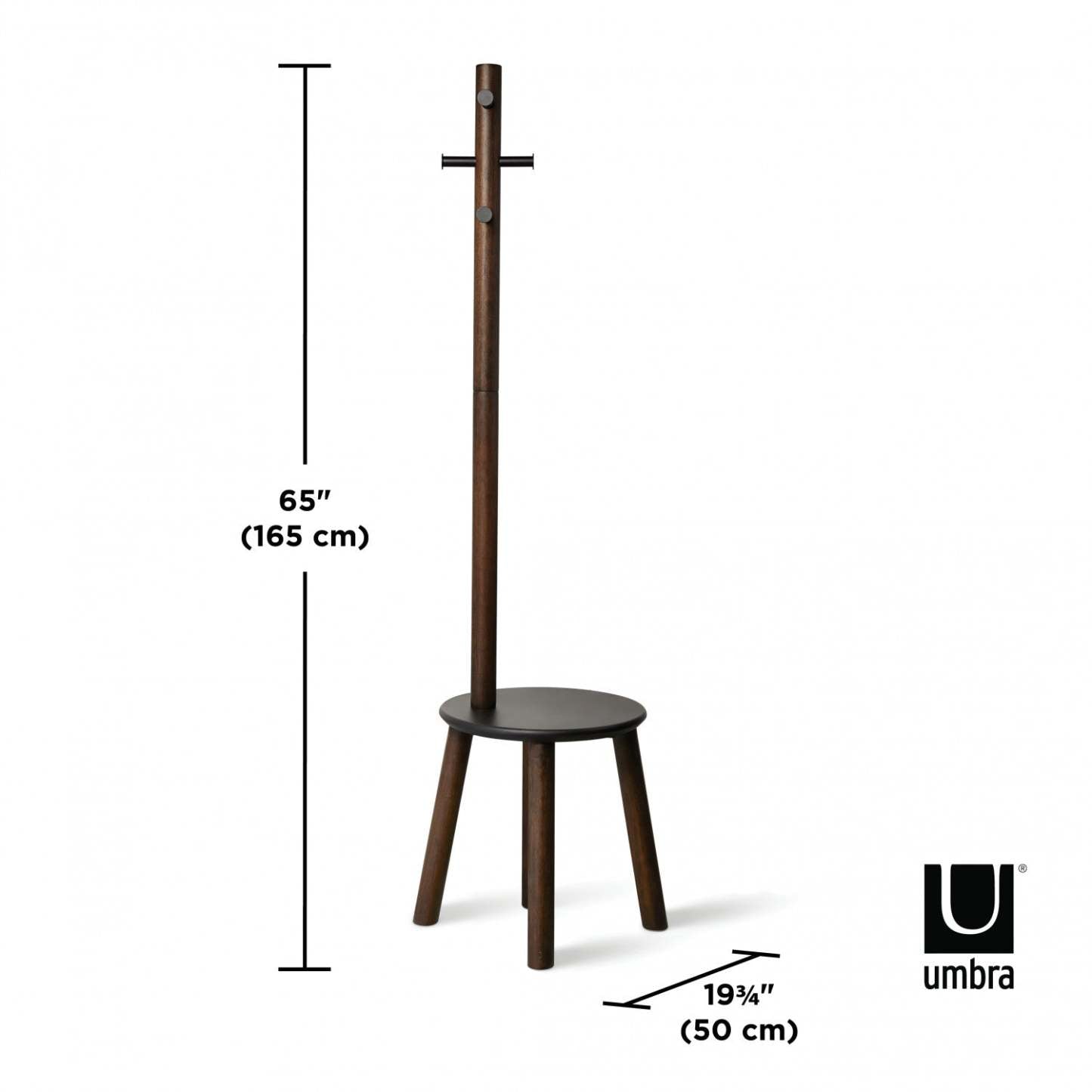 Tabouret et porte-manteaux Umbra Modern Wood Pillar - Noir et noyer|Portemanteau et tabourets modernes Pillar de Umbra en bois - noirs et noyer