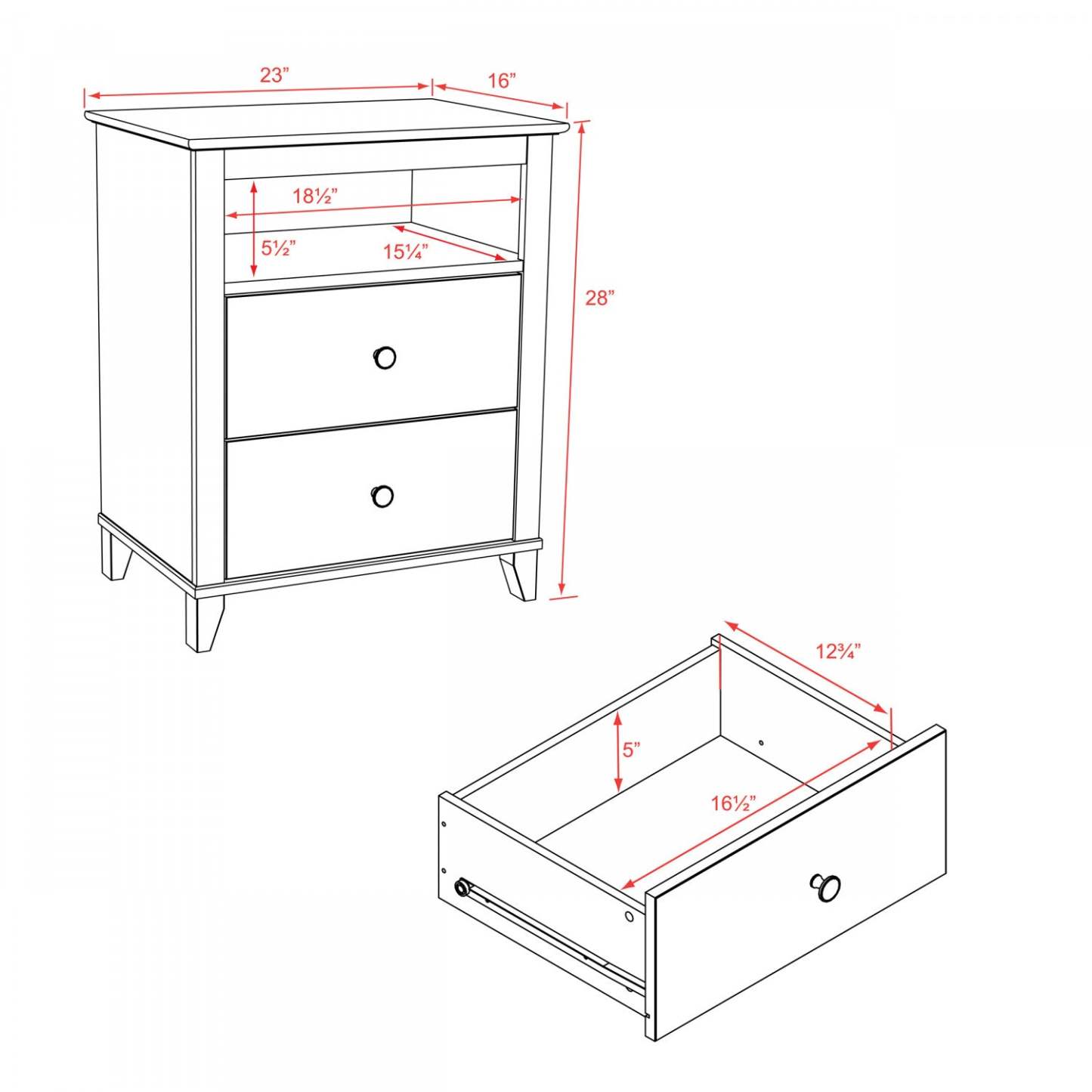 Yaletown 2-Drawer Tall Nightstand - Espresso|Table de nuit haute Yaletown à 2 tiroirs - espresso