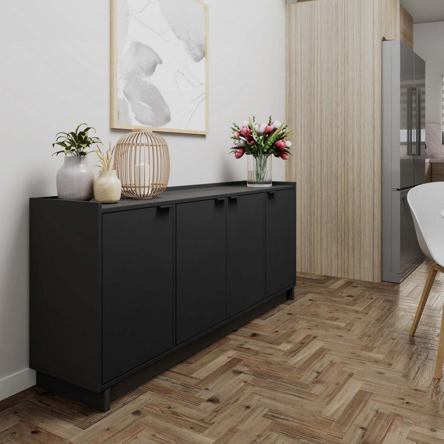 Prepac Simply Modern 4-Door Console Buffet - Noir|Console Simply Modern de Prepac à 4 portes - noire