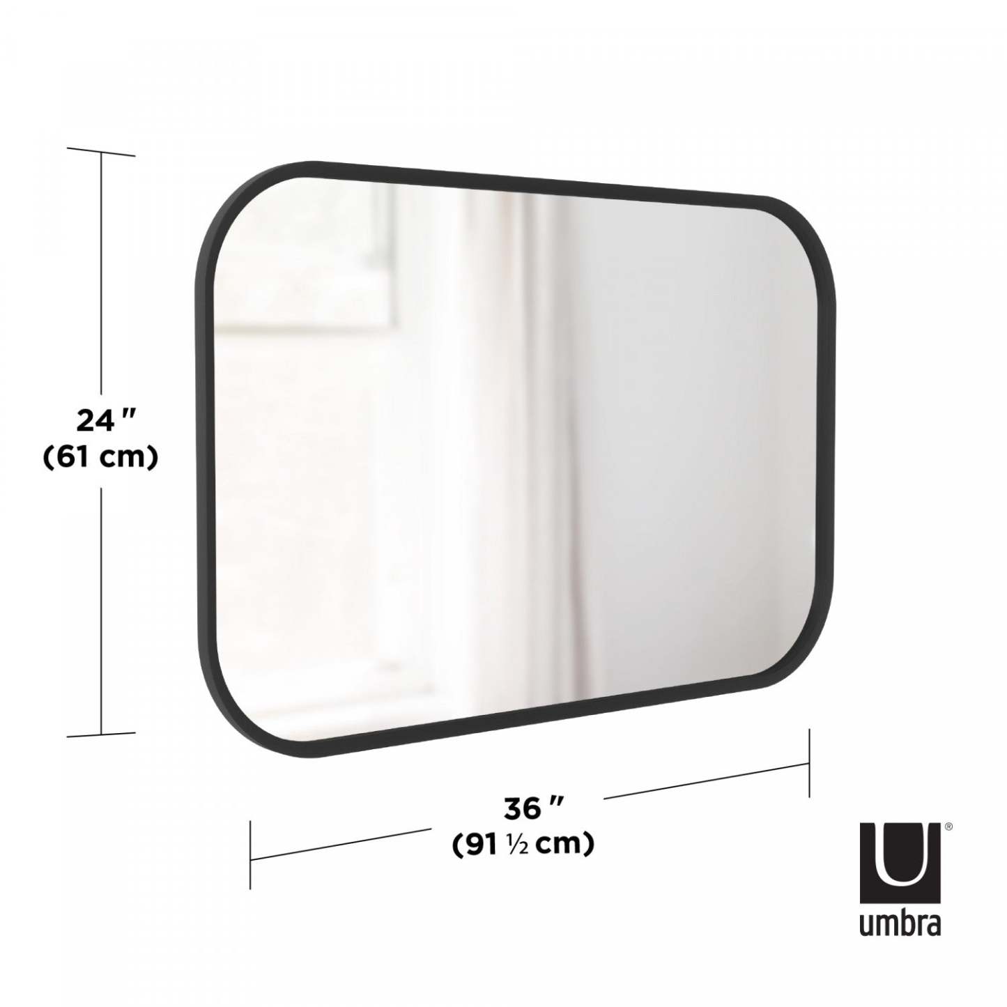Miroir rectangulaire Hub de Umbra de 24 po x 36 po - noir