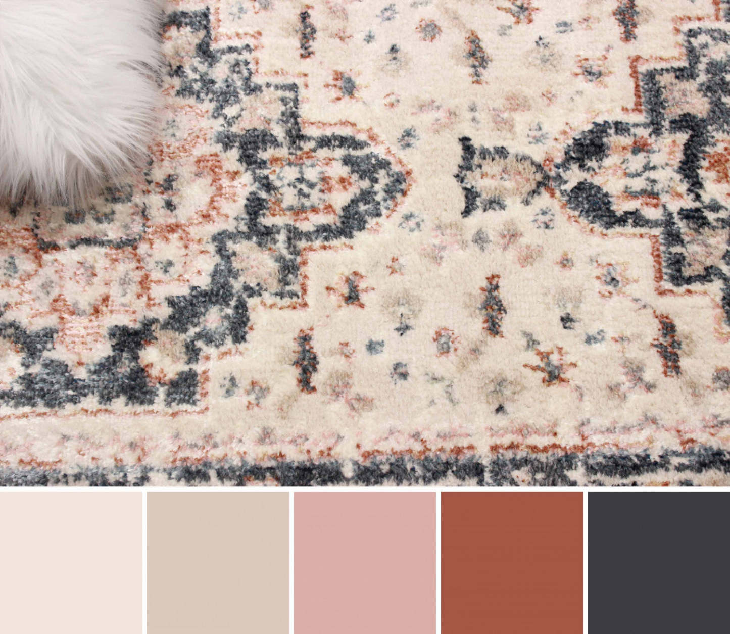 Carpette longue Heriza ivoire - 2 pi 8 po x 8 pi 2 po