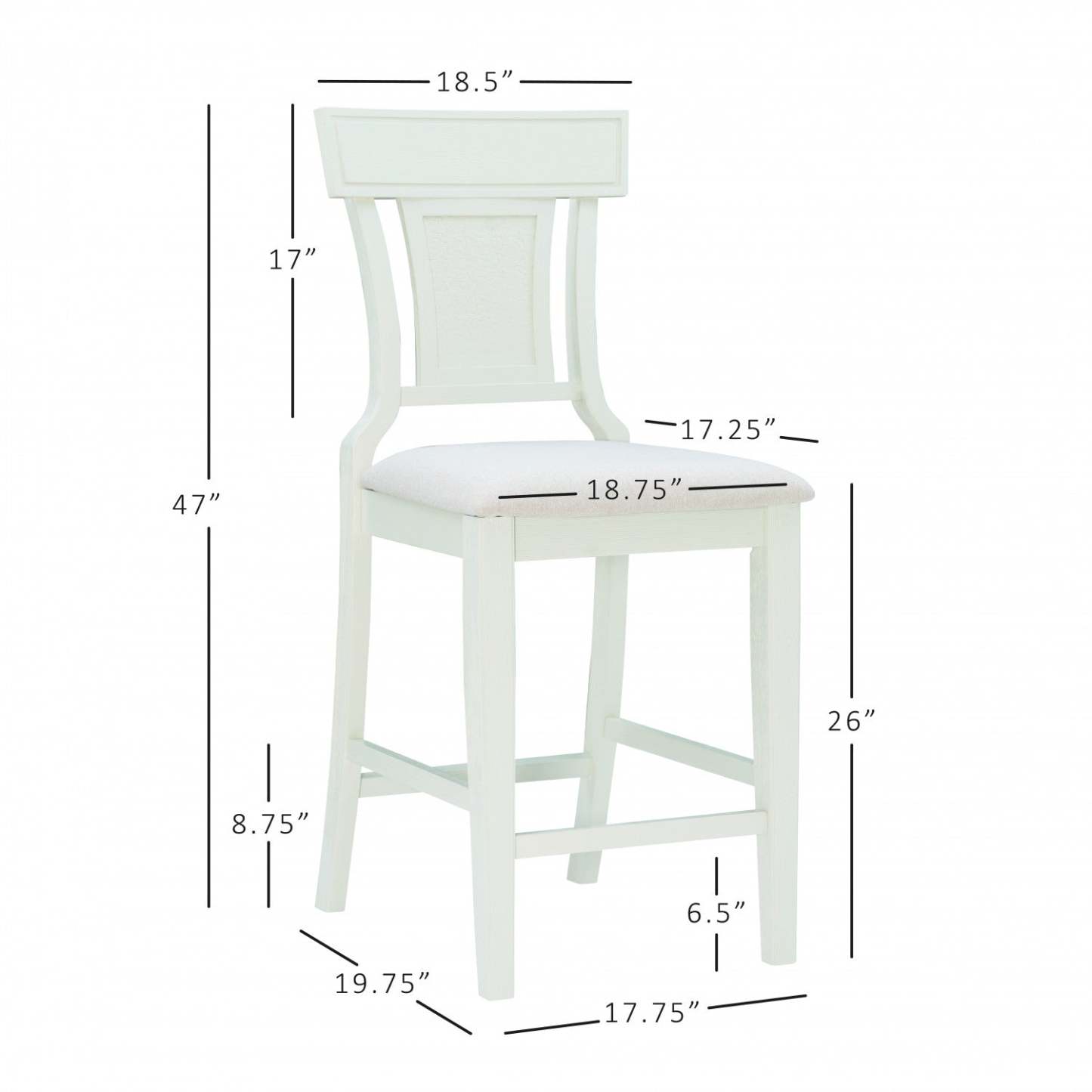 Tabouret Rylan de hauteur comptoir en tissu - blanc