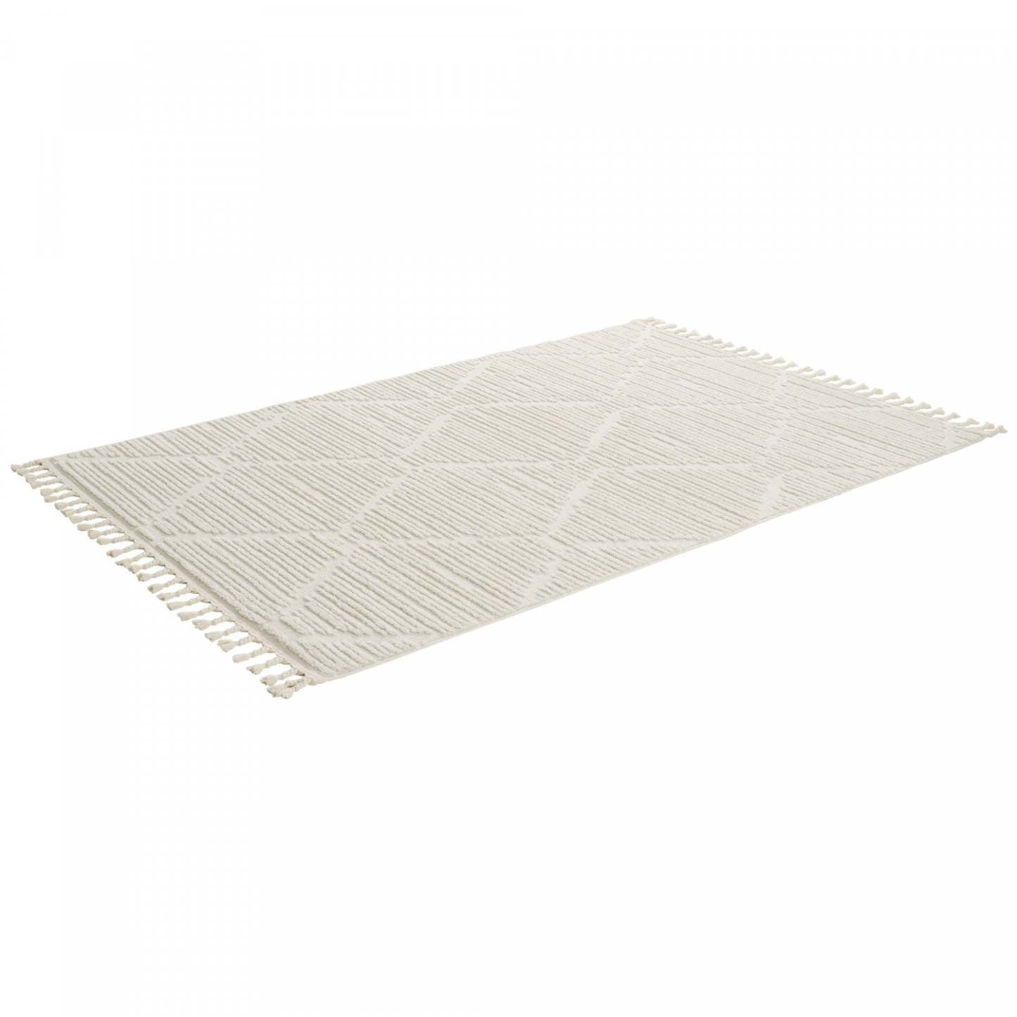 Quinto Lattice Large Cream Shag Area Rug - 5'7 x 7'3|Tapis à poil long Quinto crème à motif de grands treillis - 5 pi 7 po x 7 pi 3 po