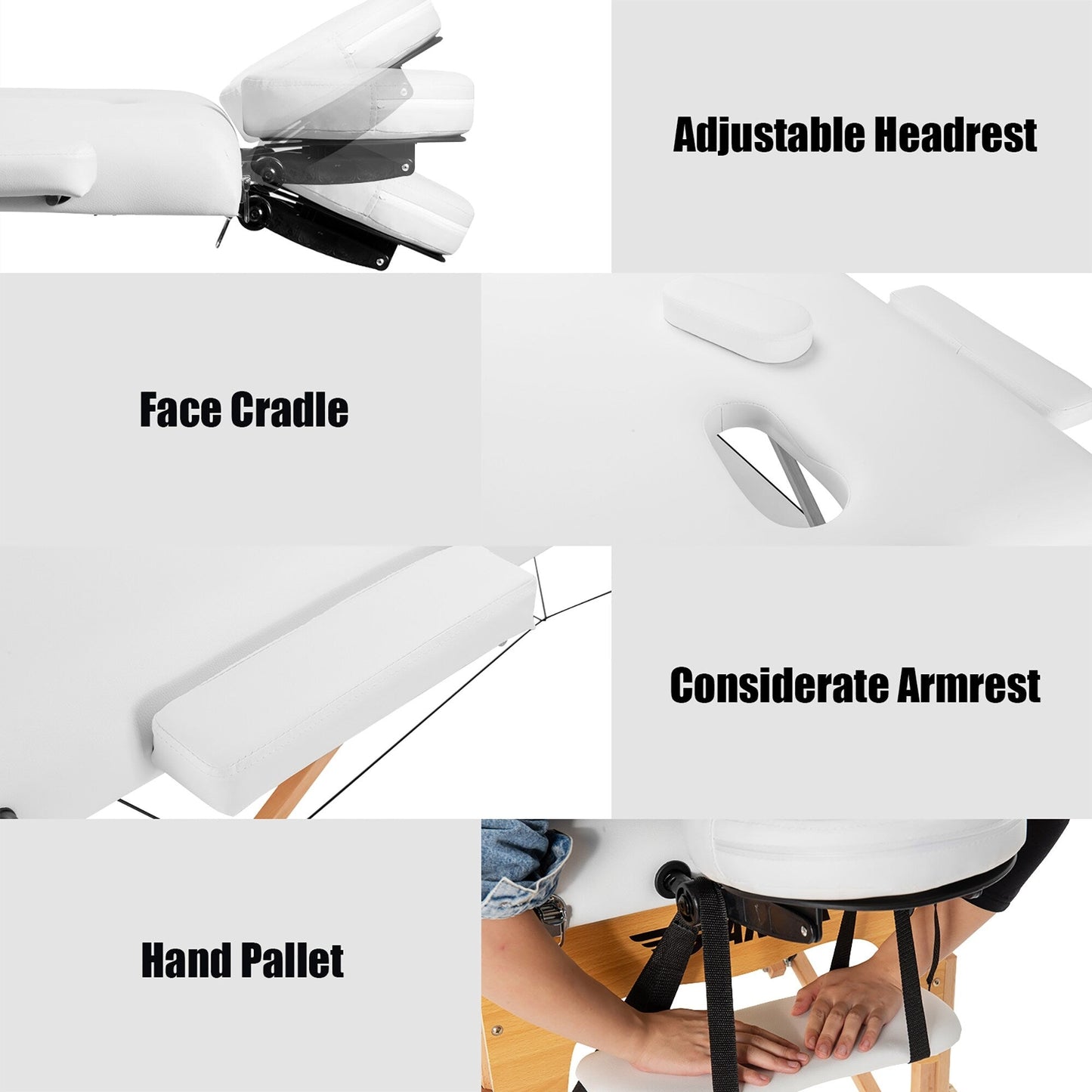 Table de massage portable 84''L, réglable, pour le visage, le spa et le tatouage, avec transport