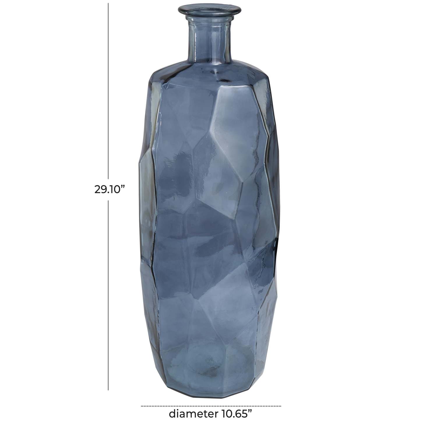 Vase de 29 po en verre espagnol recyclé - bleu
