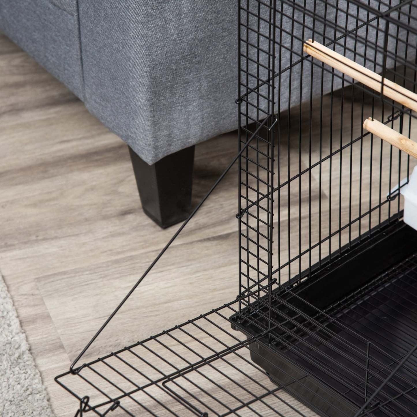 Pawhut 23 Cage à Oiseaux Volière Maison pour Perroquets Caillebotis avec Plateau de Jeu Ouvert et Bol d'Alimentation Perc|Pawhut 23 Cage A Oiseaux Parc Avec Plateau De Jeu Ouvert Et Bol D'alimentation Noir